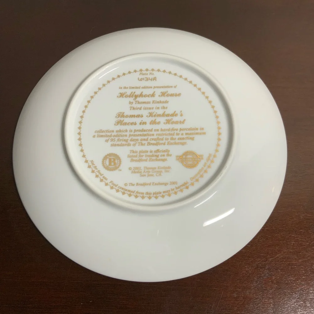 Bradford Exchange Thomas Kinkade Hollyhock House Happiness Blooms Plate 2001